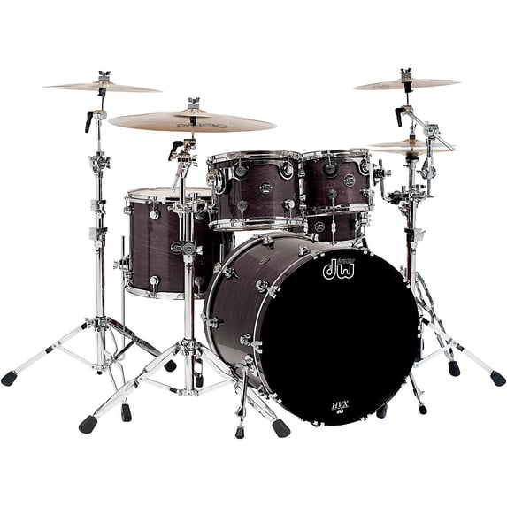 DW Performance Series 5-Piece Shell Pack Ebony Stain Lacquer with Chrome Hardware
