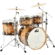 DW SSC Collectors Series 4-Piece Exotic Maple Shell Pack With 22 Bass Drum and Chrome Hardware Quick Candy Burst Mappa Burl