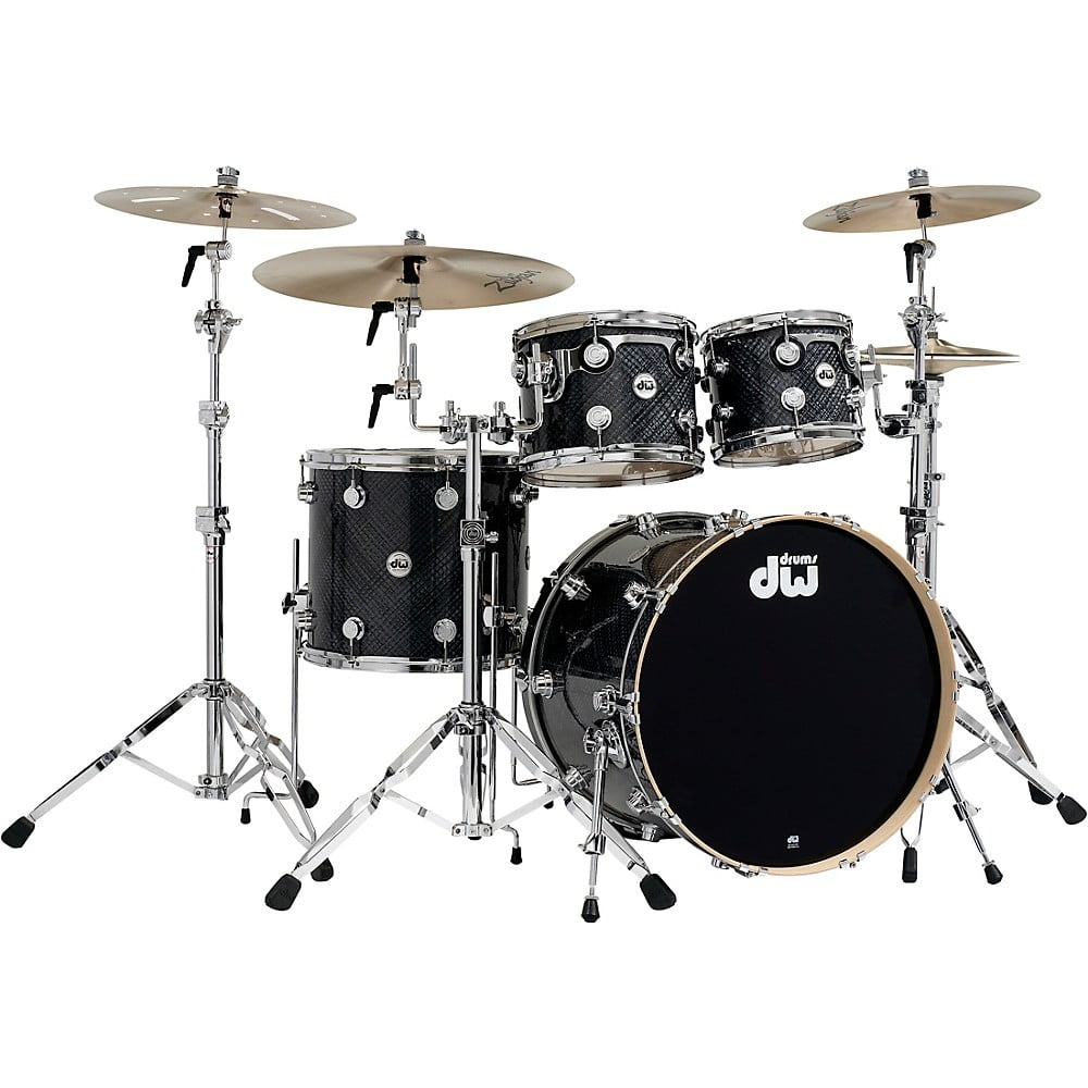 DW SSC Collectors Series 4-Piece Finish Ply Shell Pack With 22" Bass Drum Grey Crystal Chrome Hardware