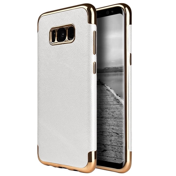 DW Saffiano Luxury Candy Skin Case For Samsung Galaxy S8 Plus White Gold