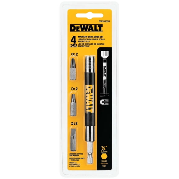 DW2055SD 4-Piece Magnetic Drive Guide Set 1-Inch Allen Bit, Yellow Metal Construction