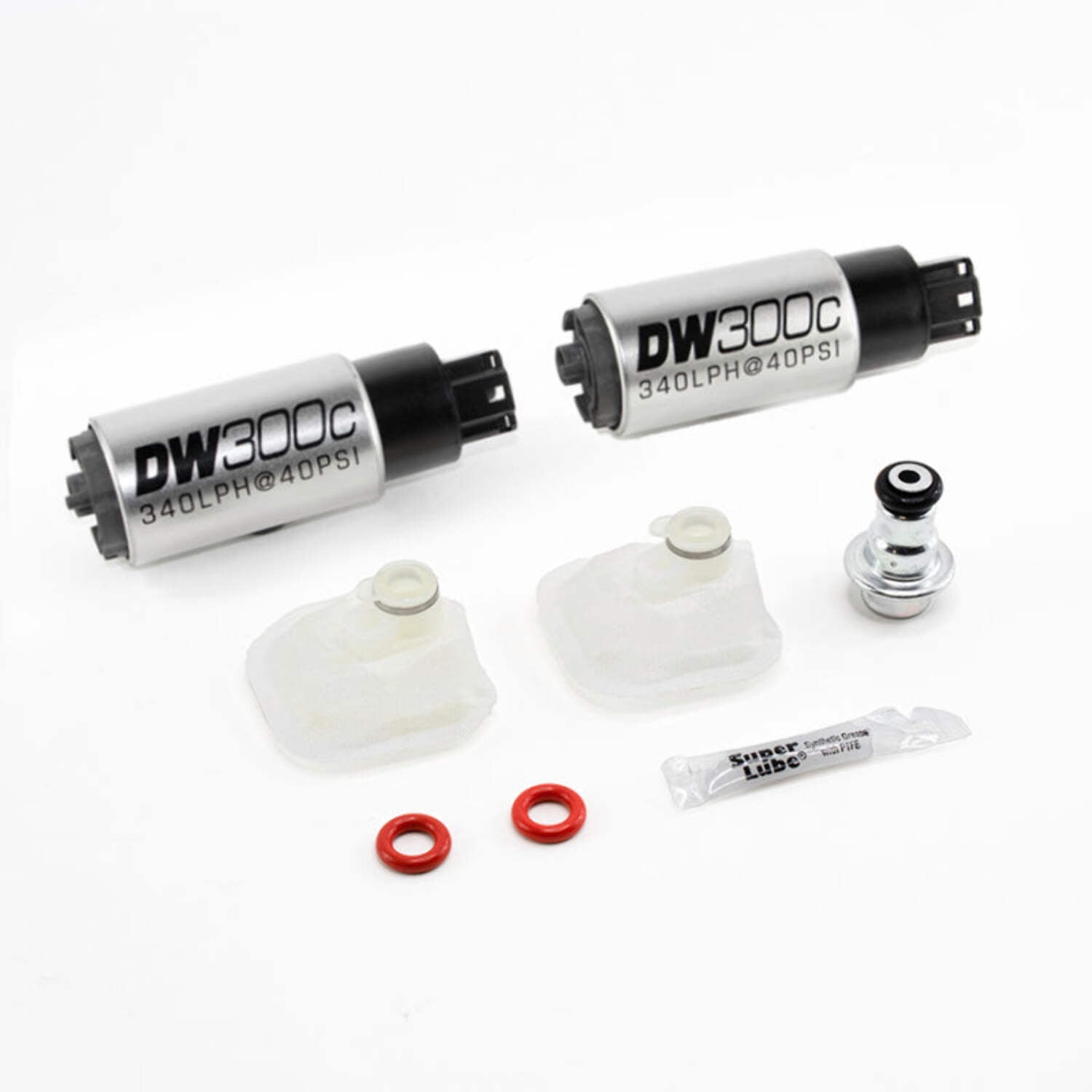 DeatschWerks 340lph DW300C Compact Fuel Pump w/ Universal Install Kit (w/ Mounting Clips)