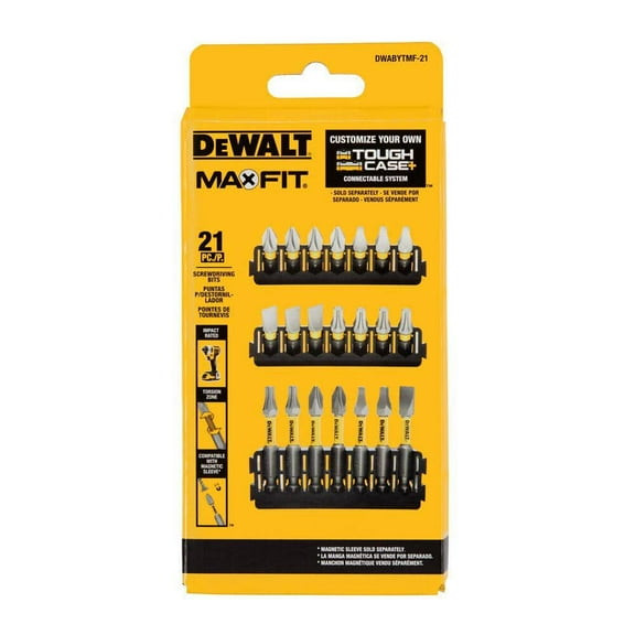 DWABYTMF-21 - SCREWDRIVING BITS MAXFIT 21PCS PHILIPS ROBERTSON FLAT POSSE #2