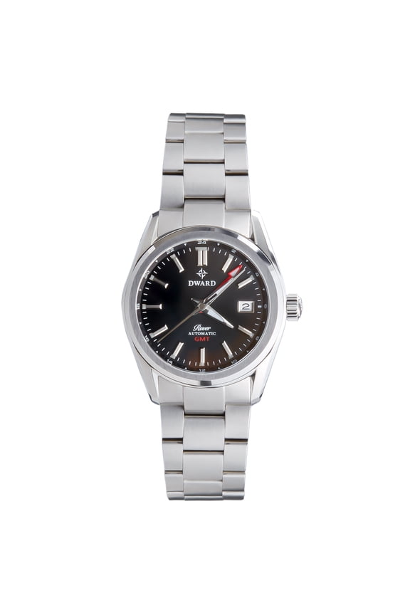 DWARD GMT Rover Automatic Watch with Dual Time Zone Function Sapphire Crystal, 316L Stainless Steel (Black Granite)
