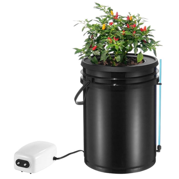 DWC Grow System Deep Water Culture, 5Gal Hydroponic Kit for Vegetables, Fruits, Flowers - Top Drip Irrigation & Air Pump