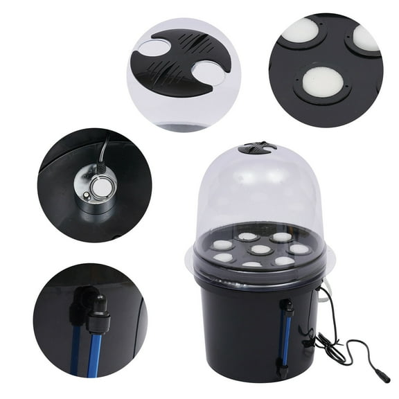 DWC Hydroponic Bucket Kit with Timer - 8 Plant Capacity, Space-Saving Design, Mist Cultivation Technology for Fast Growth, Durable PP/PVC Build
