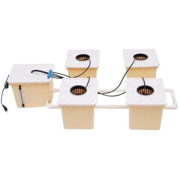 DWC Hydroponics System 2.91 Gallon Deep Water Culture Bucket Drip Growing System with 5 Buckets Recirculating Hydroponic System Grow Kit for Cultivating Tomatoes, Peppers, Vegetables