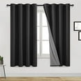 thumbnail image 1 of DWCN 100% Black out Curtains for Living Room Thermal Insulated Light Blocking Completely Room Darkening Noise Reducing Grommet Top 2 Panels Curtain (Black,52"W x 72"L), 1 of 6
