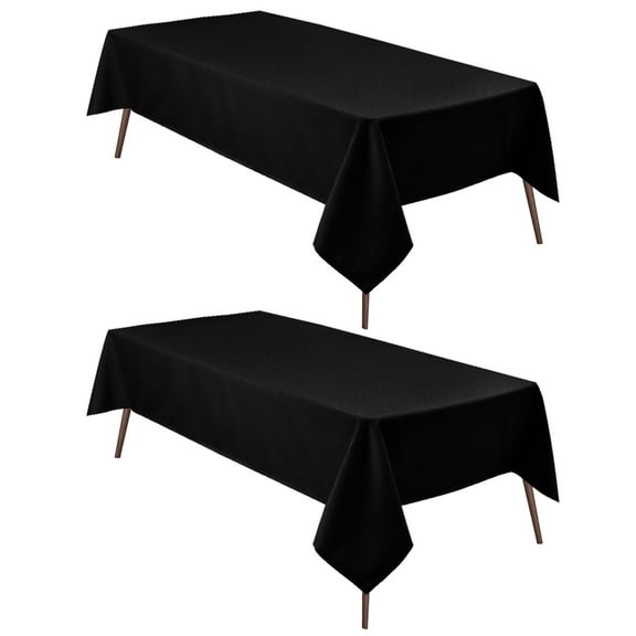 DWCN 2 Pack Black Tablecloth Square, 54 x 54 inch - Waterproof, Wrinkle Resistant, Washable Polyester Fabric Table Cloth for Card Tables