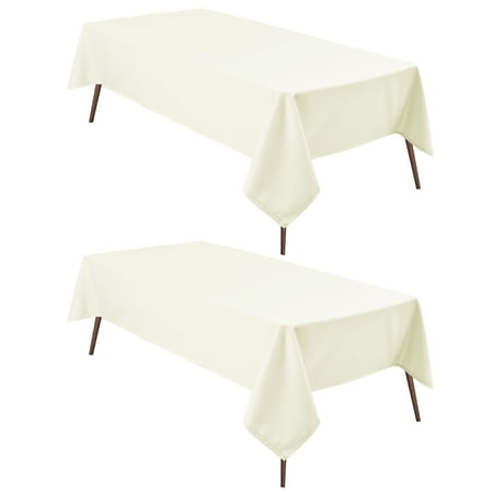 DWCN 2 Pack Ivory Tablecloth Square - Waterproof and Spillproof Washable Fabric Table Cloth for Card Tables, 54 x 54 Inch