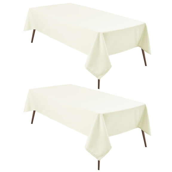 DWCN 2 Pack Ivory Tablecloth Square - Waterproof and Spillproof Washable Fabric Table Cloth for Card Tables, 54 x 54 Inch
