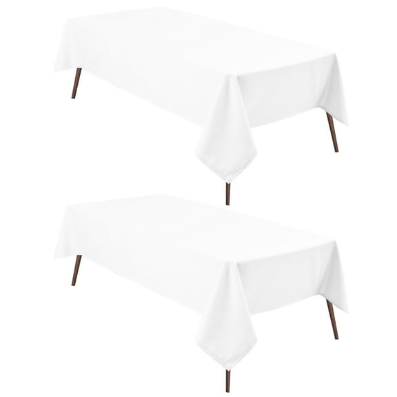 DWCN 2 Pack White Tablecloth for Rectangle Tables - Waterproof Washable Polyester Fabric Table Cloth for Buffect Dining Birthday Party Wedding, 54 x 108 Inch