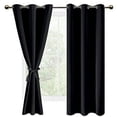 DWCN Black Blackout Curtains for Bedroom Sewn with Tiebacks Thermal