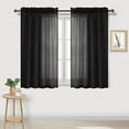 thumbnail image 1 of DWCN Black Sheer Curtains Semi Transparent Voile Rod Pocket Curtains for Bedroom and Living Room, 52 x 54 inches Long, Set of 2 Panels, 1 of 6
