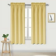DWCN Blackout Curtains for Bedroom – Rod Pocket Thermal Insulated Noise Reducing Noise Reducing Drapes for Living Room, W 42 x L 63 Inch, 2 Panels, Light yellow