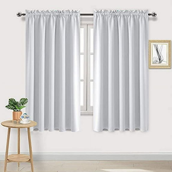 DWCN Blackout Curtains for Bedroom – Rod Pocket Thermal Insulated Noise Reducing Noise Reducing Drapes for Living Room, W 60 x L 63 Inch, 2 Panels, Greyish White