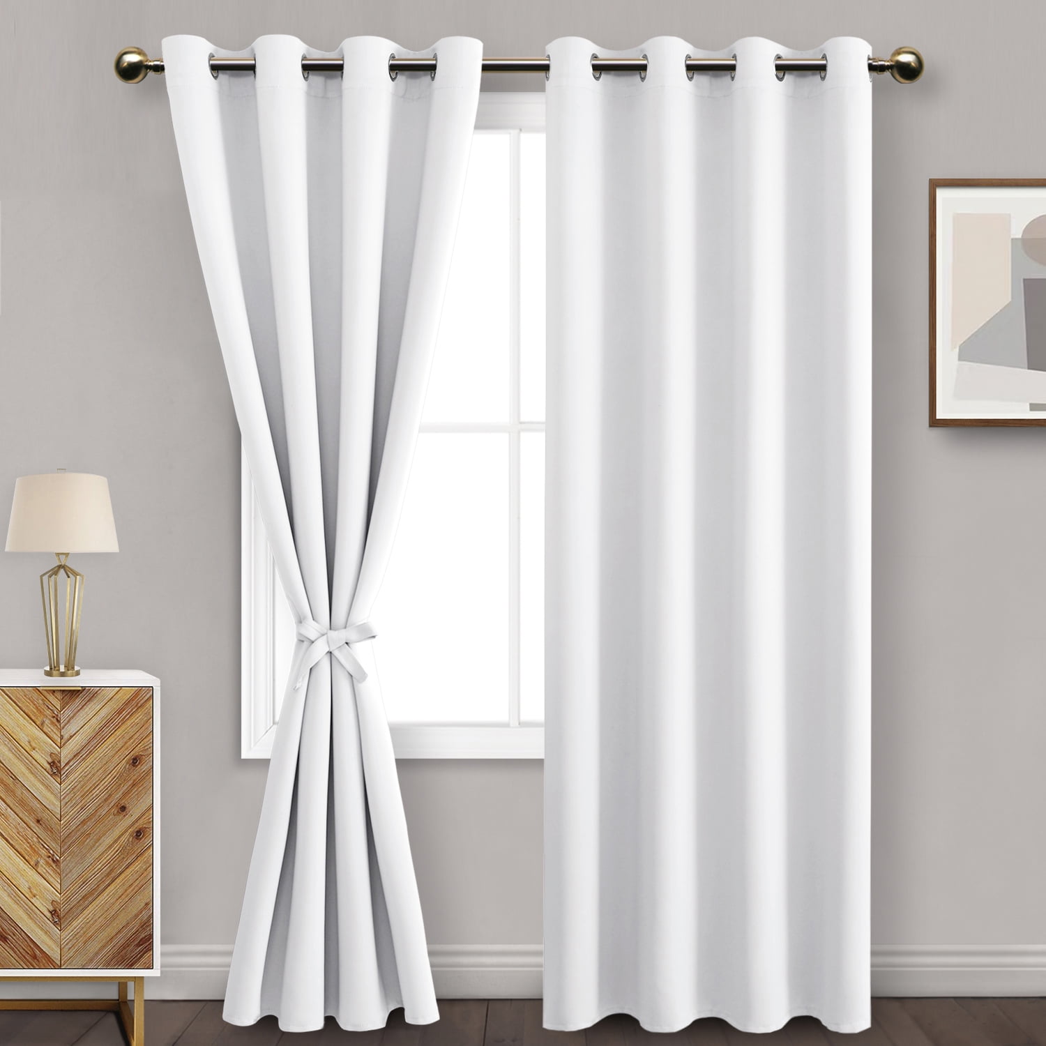 DWCN Blackout Curtains for Bedroom with Tiebacks Room Darkening