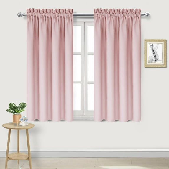 DWCN Blackout Curtains – Thermal Insulated, Energy Saving & Noise Reducing Bedroom and Living Room Curtains, Blush Pink, W 52x L 54 Inch, Set of 2 Rod Pocket Curtain Panels