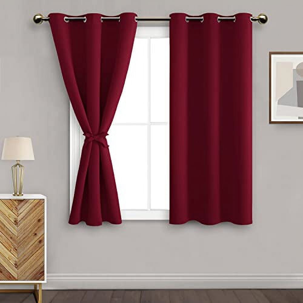 DWCN Contemporary Burgundy Solid Print Grommet Blackout Curtain, 42" x 45" (2 Panels)