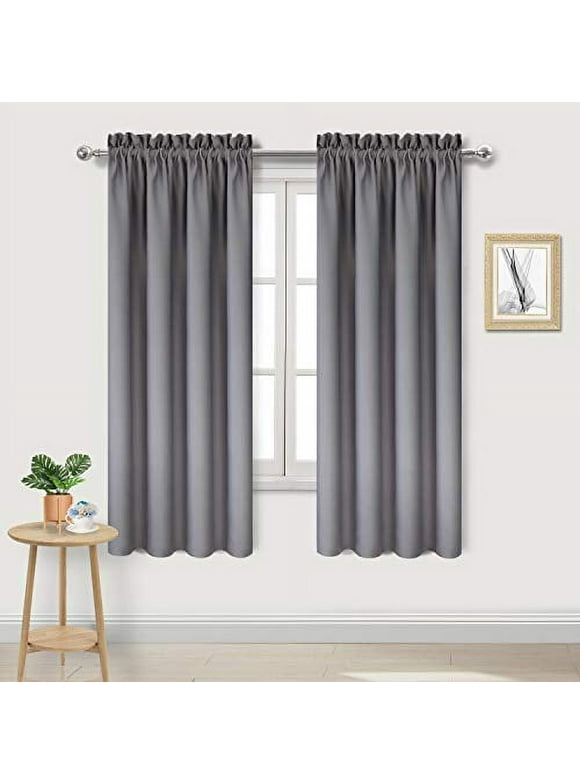 DWCN Blackout Window Curtain Panels, Light Blocking, Thermal Insulated, Energy Saving, Noise Reducing, Rod Pocket Top, Set of 2 (Width 42 Inch x Length 63 Inch, Grey)