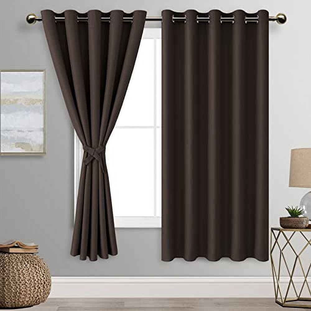 Velcro Blackout Curtains for Bedroom 2 Panels with Tiebacks - 100*150cm 