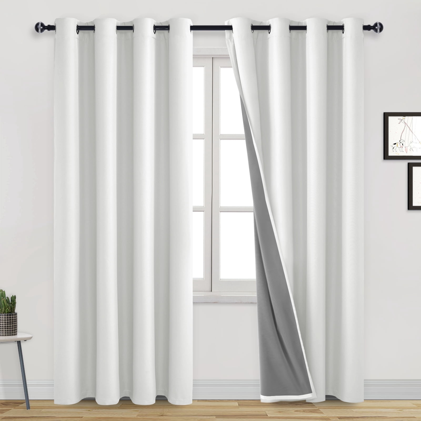 DWCN Cream Blackout Curtains 84 Inches Long for Living Room Thermal Insulated Light & Heat Blocking Full Room Darkening Noise Reducing Grommet 2 Panels Curtain (Cream,52"W x 84"L)