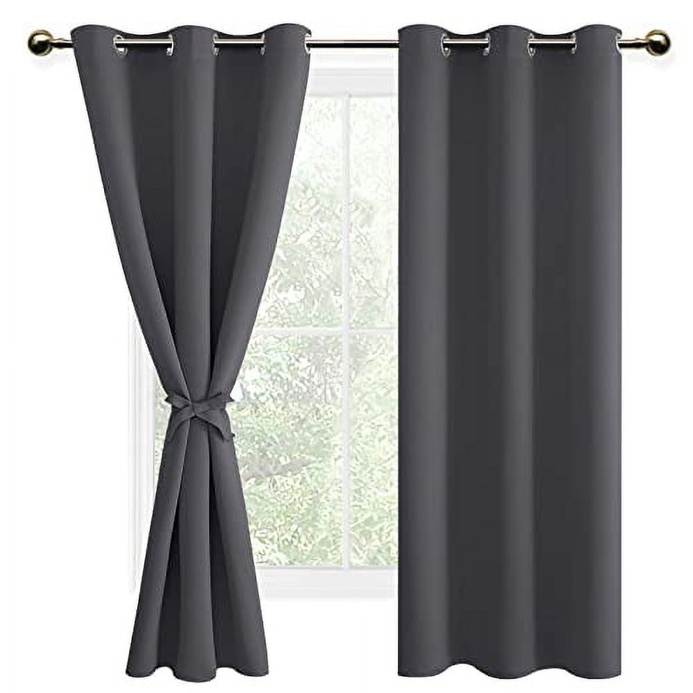 DWCN Dark Grey Blackout Curtains for Bedroom with Tiebacks Thermal