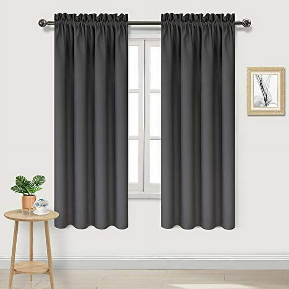 DWCN Dark Grey Room Darkening Blackout Curtains - Thermal Insulated Privacy Energy Saving Window Curtain Drapes 38 x 63 inch Length, Set of 2 Bedroom Living Room Curtains