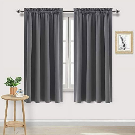 DWCN Dark Grey Room Darkening Blackout Curtains - Thermal Insulated Privacy Energy Saving Window Curtain Drapes 52 x 63 inch Length, Set of 2 Bedroom Living Room Curtains