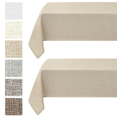 DWCN Faux Linen Rectangle Tablecloth - Wrinkle and Stain Resistant Washable Table Cloth for Kitchen Dining Room Holiday Table Cover for Party Dinner, Beige, 60 x 120 Inch