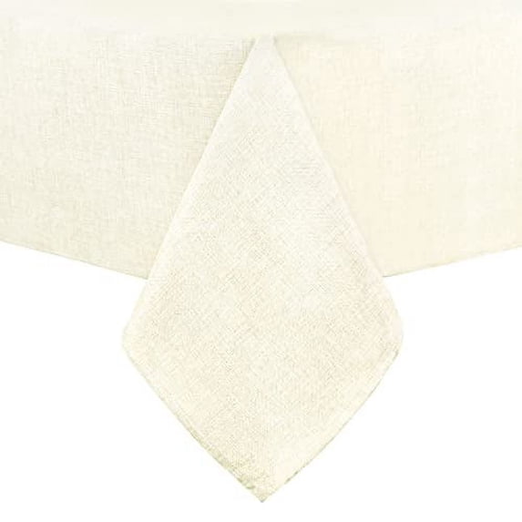 DWCN Faux Linen Rectangle Tablecloth - Wrinkle and Stain Resistant Washable Table Cloth for Kitchen Dining Room Holiday Table Cover for Dinner, Champagne, 54 x 108 Inch