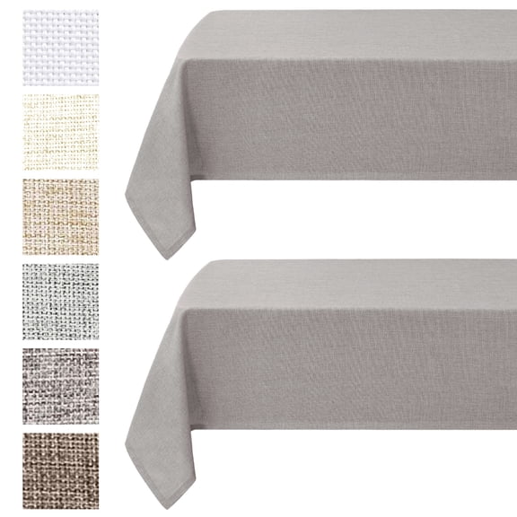 DWCN Faux Linen Rectangle Tablecloth - Wrinkle and Stain Resistant Washable Table Cloth for Kitchen Dining Room Holiday Table Cover for Party Dinner, Stone, 54 x 108 Inch