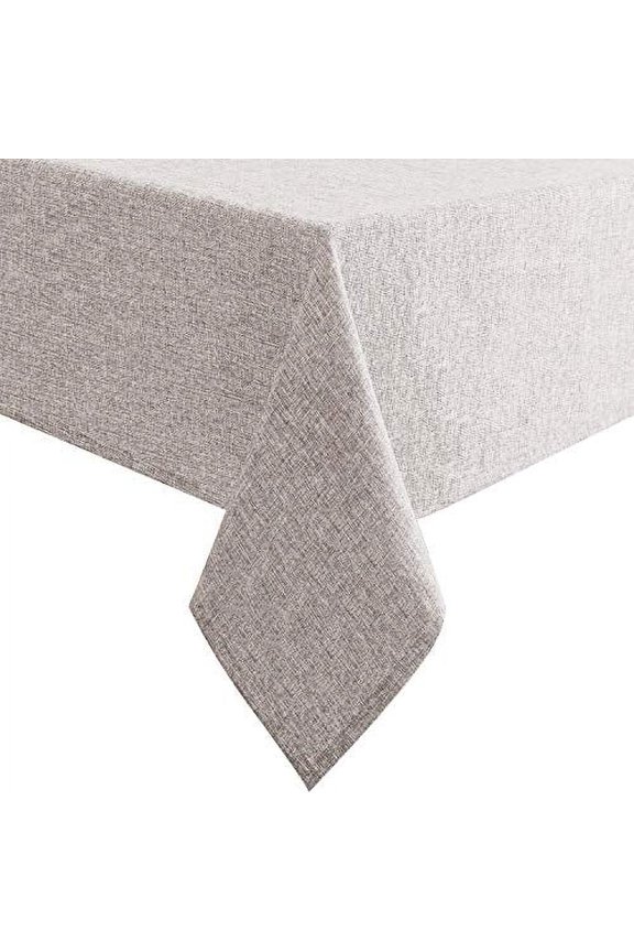 Faux Linen Rectangle Tablecloth - Wrinkle and Stain Resistant Washable Table Cloth for Kitchen Dining Room Holiday Table Cover for Party Dinner, Stone, 54 x 80 Inch