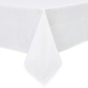 DWCN Faux Linen Rectangle Tablecloth - Wrinkle and Stain Resistant Washable Table Cloth for Kitchen Dining Room Holiday Table Cover for Party Dinner, White, 54 x 108 Inch