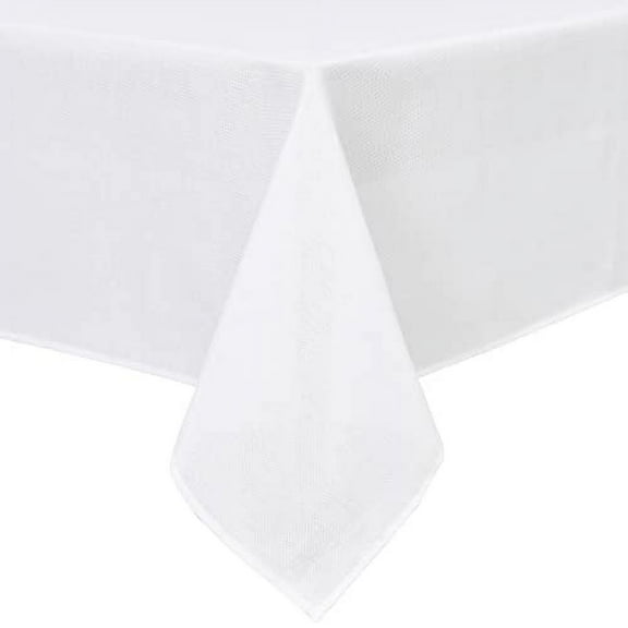 DWCN Faux Linen Rectangle Tablecloth - Wrinkle and Stain Resistant Washable Table Cloth for Kitchen Dining Room Holiday Table Cover for Party Dinner, White, 54 x 120 Inch