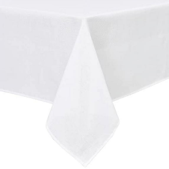 DWCN Faux Linen Rectangle Tablecloth - Wrinkle and Stain Resistant Washable Table Cloth for Kitchen Dining Room Holiday Table Cover for Party Dinner, White, 54 x 80 Inch