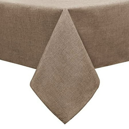 DWCN Faux Linen Square Tablecloth - Wrinkle and Stain Resistant Washable Table Cloth for Kitchen Dining Room Holiday Table Cover for Party Dinner, Khaki, 60 x 60 Inch