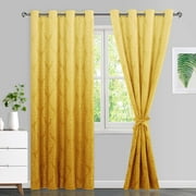 DWCN Ombre Blackout Curtains–Damask Patterned Thermal Insulated Noise Reducing Grommet Curtains for Bedroom Living Room, 52 x 96 Inches, Set of 2 Panels with Ti