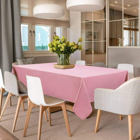 DWCN Pink Tablecloth Rectangle - Waterproof & Spillproof and Washable Valentines Day Table Cloth for Dining/Party, 54 x 80 Inch