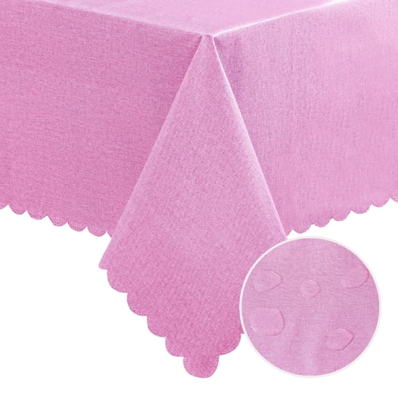 DWCN Plastic Tablecloth 100% Waterproof Oil Spill Proof Rectangle Table Cloth Protector Viny Plastic Cover for Dining BBQ Picnic Birthday Wedding Parties Table Heavy Duty, Pink, 54 x 80 Inch