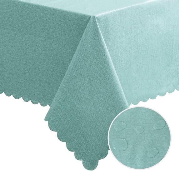 DWCN Plastic Tablecloth 100% Waterproof Oil Spill Proof Rectangle Table Cloth Protector Viny Plastic Cover for Dining BBQ Picnic Birthday Wedding Parties Table Heavy Duty, Turquoise, 54 x 80 Inch