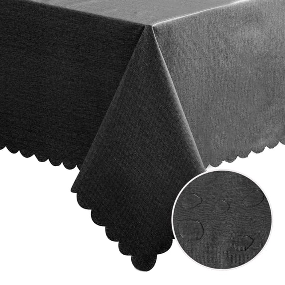 DWCN Plastic Tablecloth 100% Waterproof Oil Spill Proof Rectangle Table Cloth Protector Viny Plastic Cover for Dining BBQ Picnic Birthday Wedding Parties Table Heavy Duty, Black, 54 x 80 Inch