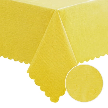 DWCN Plastic Tablecloth 100% Waterproof Oil Spill Proof Rectangle Table Cloth Protector Viny Plastic Cover for Dining BBQ Picnic Birthday Wedding Parties Table Heavy Duty, Yellow, 54 x 80 Inch