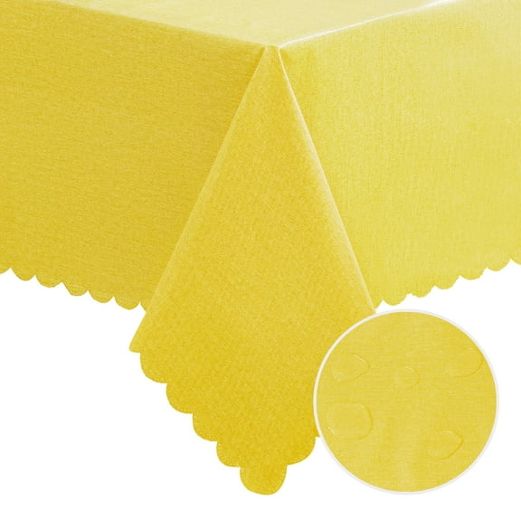 DWCN Plastic Tablecloth 100% Waterproof Oil Spill Proof Rectangle Table Cloth Protector Viny Plastic Cover for Dining BBQ Picnic Birthday Wedding Parties Table Heavy Duty, Yellow, 54 x 80 Inch