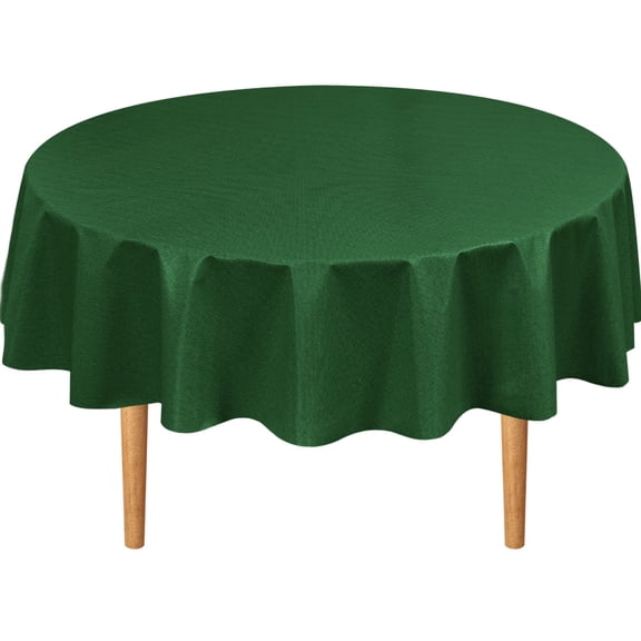 DWCN Plastic Tablecloth 100% Waterproof Oil Spill Proof Round Table Cloth Protector Viny Plastic Cover for Dining BBQ Picnic Birthday Wedding Parties Table Heavy Duty, Green, 50 Round Inch