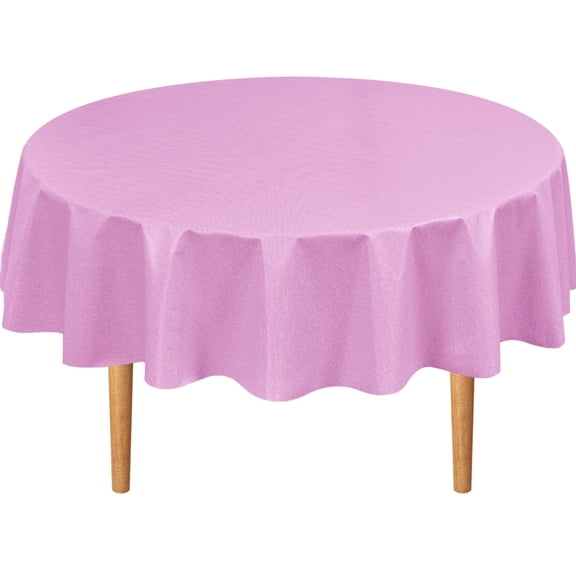 DWCN Plastic Tablecloth 100% Waterproof Oil Spill Proof Round Table Cloth Protector Viny Plastic Cover for Dining BBQ Picnic Birthday Wedding Parties Table Heavy Duty, Pink, 50 Round Inch