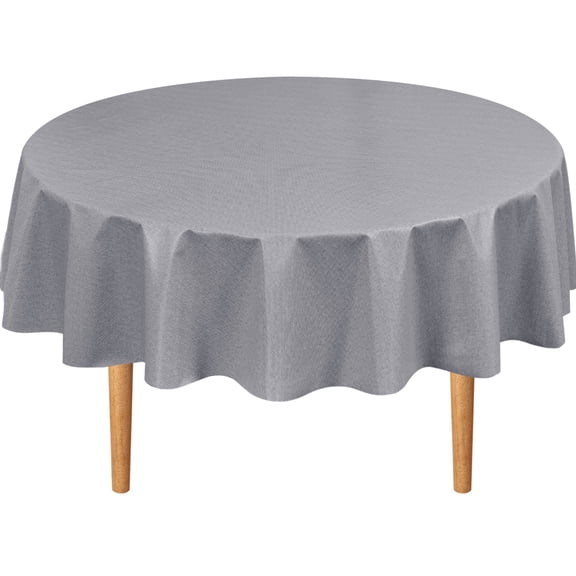 DWCN Plastic Tablecloth 100% Waterproof Oil Spill Proof Round Table Cloth Protector Viny Plastic Cover for Dining BBQ Picnic Birthday Wedding Parties Table Heavy Duty, Gray, 50 Round Inch
