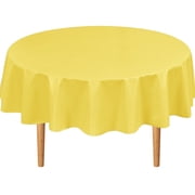 DWCN Plastic Tablecloth 100% Waterproof Oil Spill Proof Round Table Cloth Protector Viny Plastic Cover for Dining BBQ Picnic Birthday Wedding Parties Table Heavy Duty, Yellow, 50 Round Inch