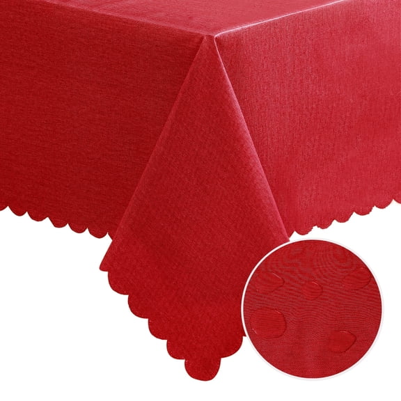 DWCN Plastic Tablecloth 100% Waterproof Oil Spill Proof Square Table Cloth Protector Viny Plastic Cover for Dining BBQ Picnic Birthday Wedding Parties Table Heavy Duty, Red, 54 x 54 Inch
