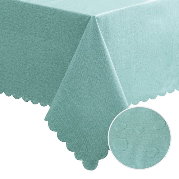 DWCN Plastic Tablecloth 100% Waterproof Oil Spill Proof Square Table Cloth Protector Viny Plastic Cover for Dining BBQ Picnic Birthday Wedding Parties Table Heavy Duty, Turquoise, 54 x 54 Inch